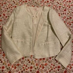 NWT silver and gold Textured shiny reflecting stripes cream ivory color jacket